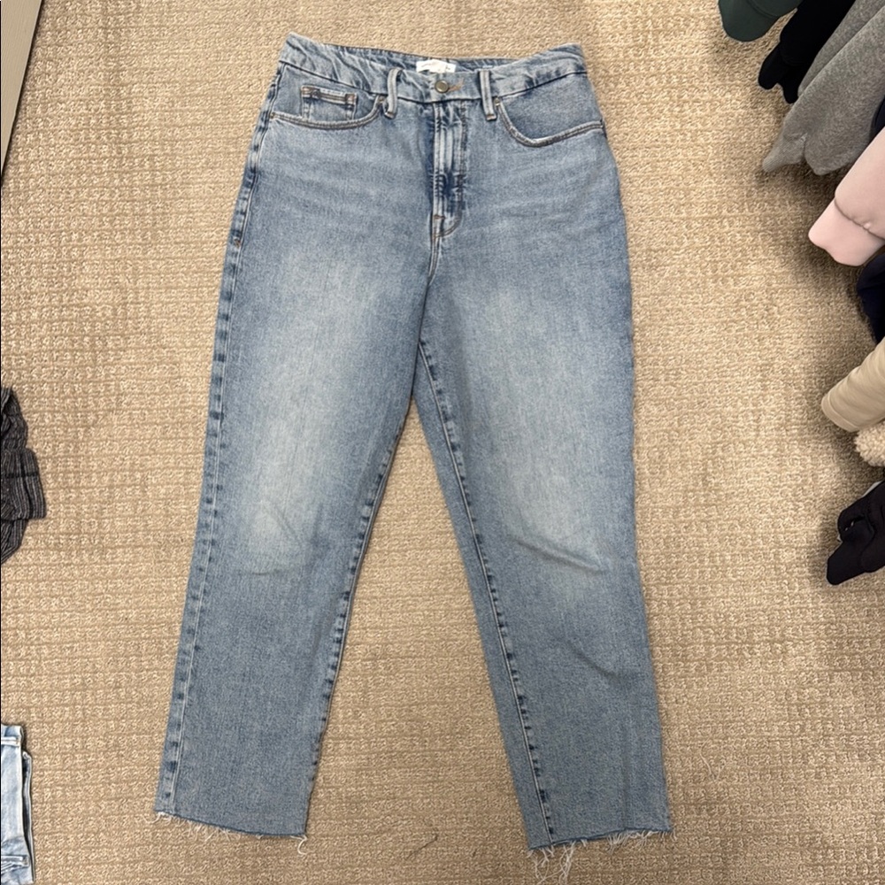 Good American Blue Straight Leg Denim